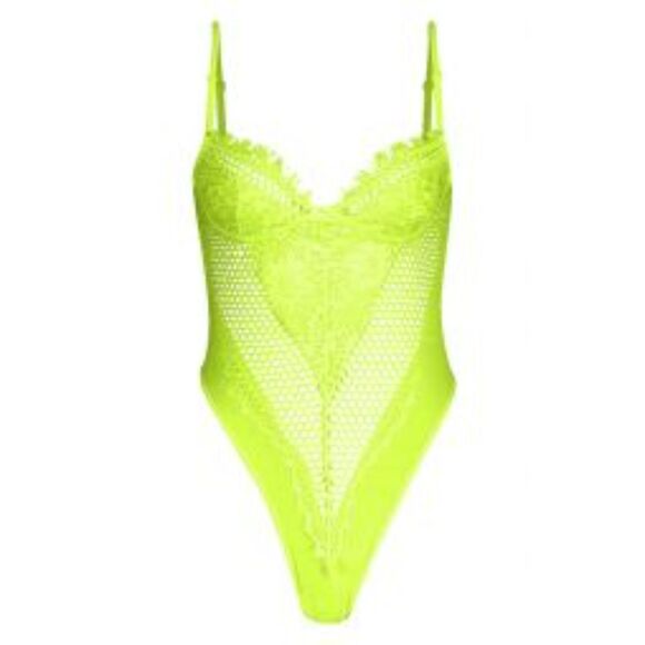 Boohoo Bodysuit Neon Lace Premium S - Picture 2 of 11